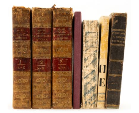 Law.- Alletz (Julien) Dictionnaire de Police Moderne pour toute la France, 3 vol., second edition, half-titles, foxing, ex-li