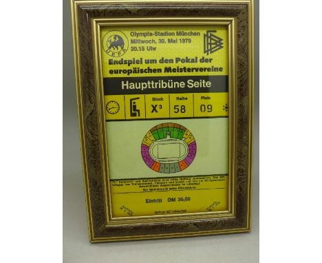 An unused European Cup Final ticket, Nottingham Forest v Malmo, May 1979