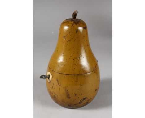 A GOOD PEAR TEA CADDY AND COVER. 7.5ins high.