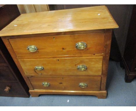 A Victorian pine chest of three drawers, raised on bracket feet, 78 h x 84 w x 45 dLocation: A4 