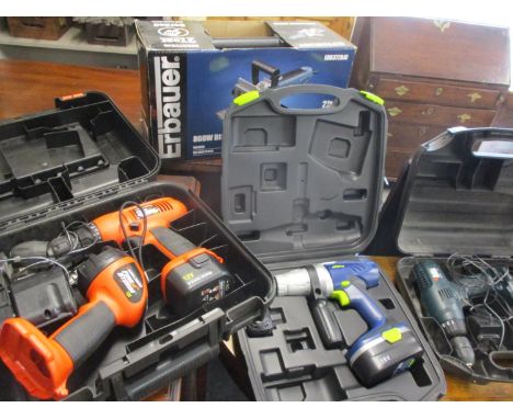 Tools to include an Xtreme Challenge 18v power tool A/F, a Black & Decker 12v KC12C power tool A/F, a Erbauer 860w Biscuit Jo