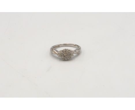 A 9ct gold single cut diamond cluster ring. Total weight 0.25ct. Size O 1/2. Weight 3grams. 