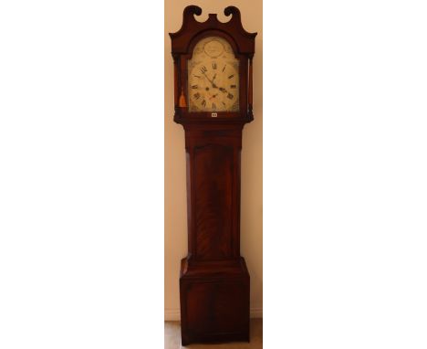 A longcase clock by Thomas Wilson of Cambridge painted face with Roman Numerals to chapter ring, two subsidiary dials, finish