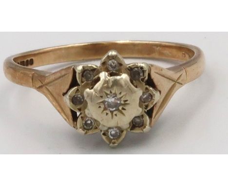 A 9ct diamond cluster ring 2.9grams Size P. 
