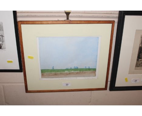 Michael J. Flint, pencil signed limited edition etching "A Walk On The River Wall" 2/30