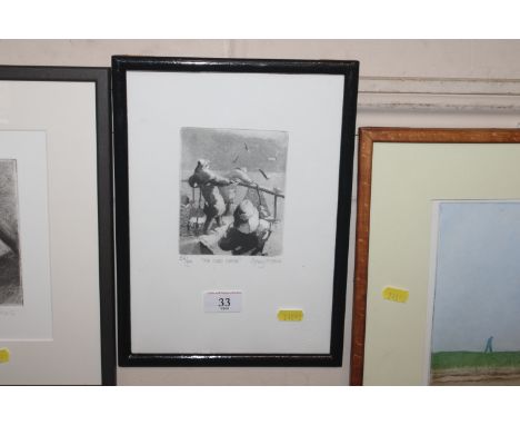 Gabby Moore, pencil signed etching "The Good Catch" 26/95