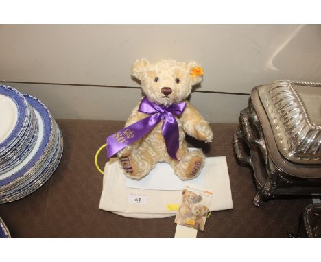 A Steiff Queen Elizabeth II bear to commemorate 80th Birthday with bag and certificate 
