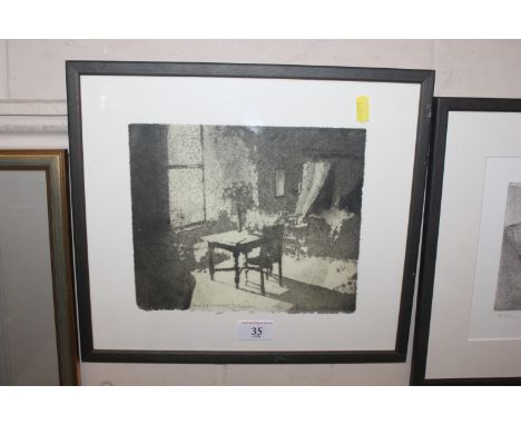 Norman Ackroyd, pencil signed limited edition etching, study of Sunlight, Co. Galway 45/90