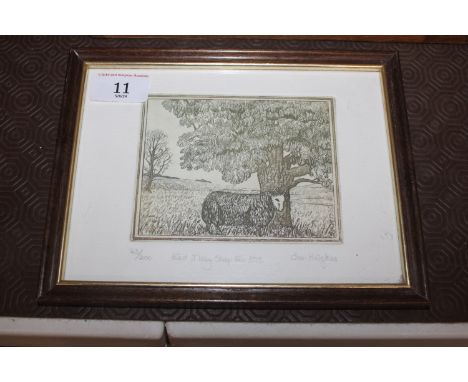 Joan Hodgkiss, "East Ilsley Sheep Fair 1978" limited edition etching 43/200
