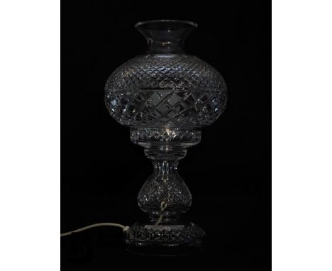 Waterford crystal Inishmore crystal lamp and base, approx 46 x 25 d x 17 cms, etched Waterford, pat tested.&nbsp;