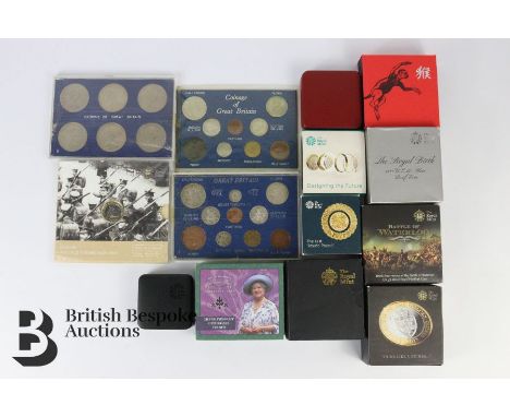 Collection of The Royal Mint silver proof coins, including 200th Anniversary of the Battle of Waterloo £5.00 Piedfort coin wi