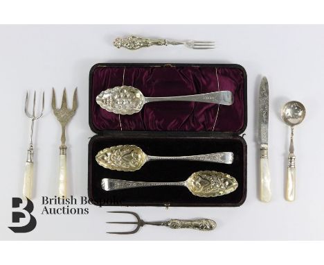 18th century silver berry spoons, Exeter hallmark although a matched pair the hallmarks are different, one mm Thomas Eustace 