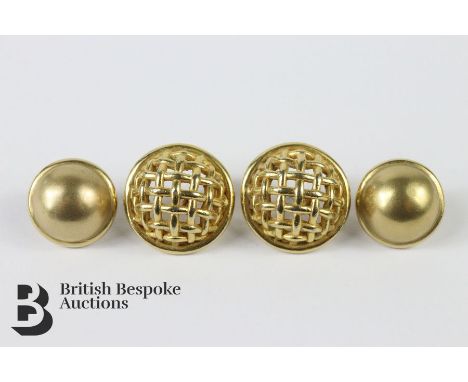 A pair of 9ct gold brush finish earrings, approx 9.3 gms, approx 17mm together with a pair of vintage costume Christian Dior 