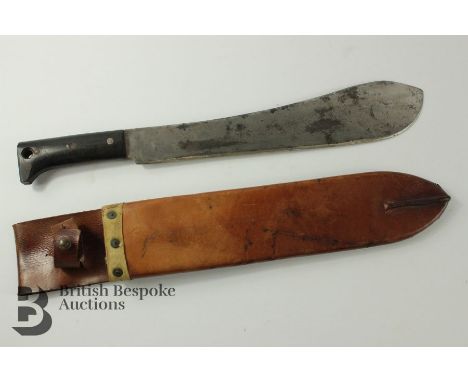 American WWII era Legitimus Collins &amp; Co bolo machete, 15" blade, with ebonized handle no 1250 dated 1944 housed in the o