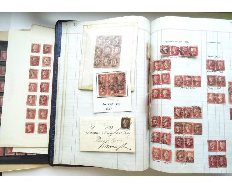Great Britain Accumulation in three cartons, one with about 1,400 used perf penny reds in books and on pages and loose, some 