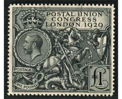 Great Britain 1929 PUC £1 black, used in ideal quality with light cds postmark.