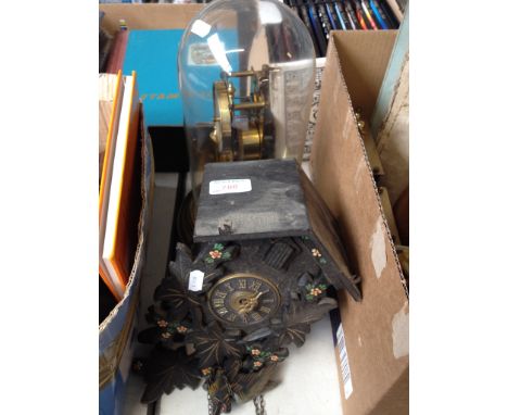 CUCKOO CLOCK AND CLOCK UNDER A GLASS DOME   T
