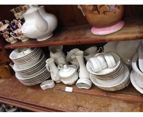 SHELF OF CHODZIEZ POTTERY AND OTHER TEA WARE