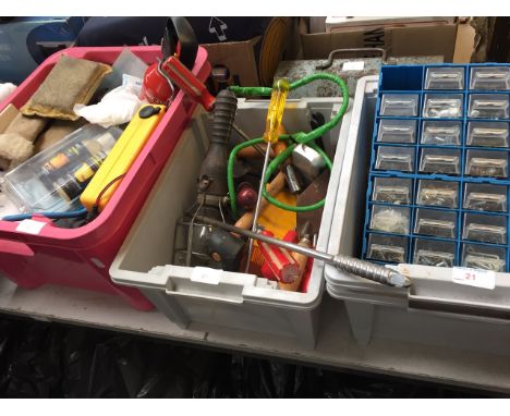 TOOLBOX AND THREE BOXES OF TOOLS