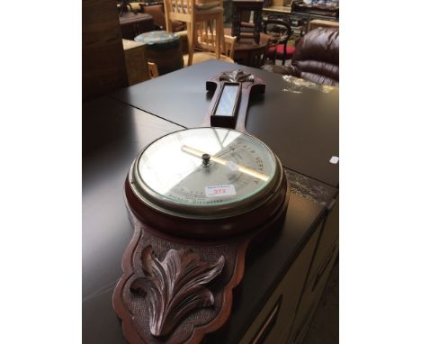 MAHOGANY ANEROID BAROMETER. H82CM