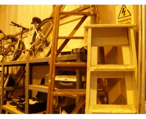 Pair of wooden step ladders, 8 foot 6 inch, 11 tread
