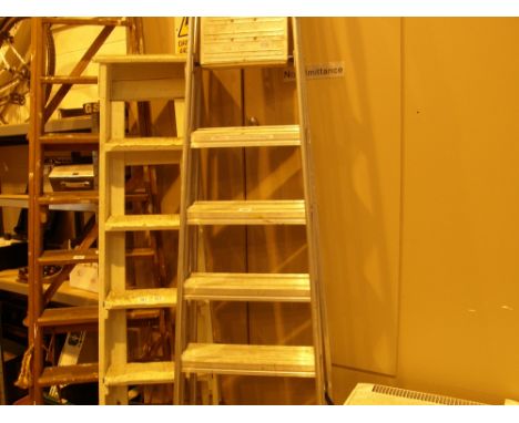 Set of aluminium step ladders approx 8 foot 7 tread