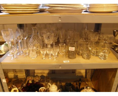 Selection of glassware, dishes, vases, glasses, decanter etc