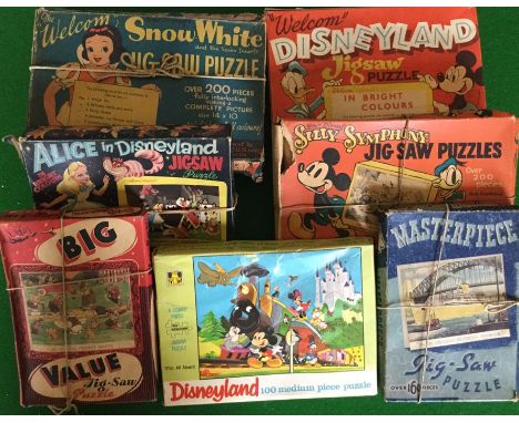 Disney Jig Saw collection, mostly 1930's, including Snow White, Alice in Wonderland, Mickey Mouse, etc, along with collection