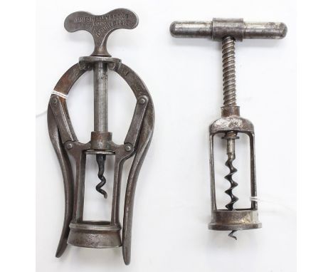 A 19th century corkscrew, James Heely &amp; Sons 6006; and another unmarked (2)