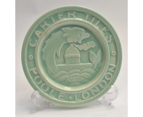 Round plaque titled Carter Tiles Poole London, 15 cm in diameterCondition: Crazed all over