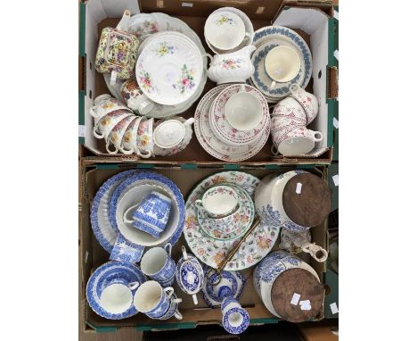 A collection of china part tea sets including: Blairs "China" blue and white 6 piece including slope bowl and cake plates; Mi