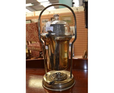 Brass coffee percolator with glass dome, circa 1900