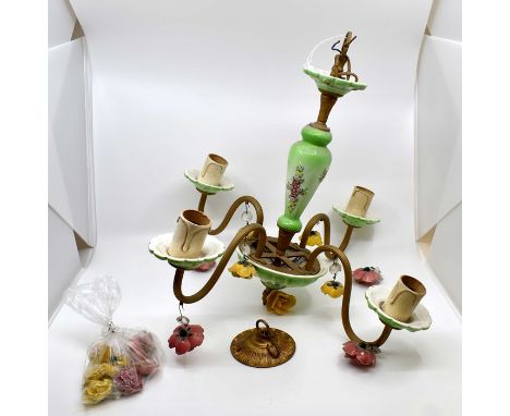 A painted ceramic chandelier&nbsp;