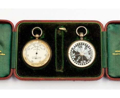 Houghton and Gunn silver temp gaze and compass in case, London made.