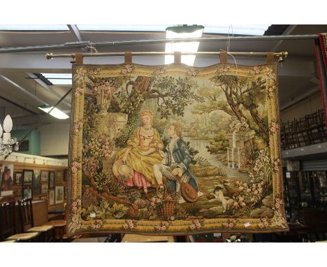 Late 20th century wall tapestry with pole
