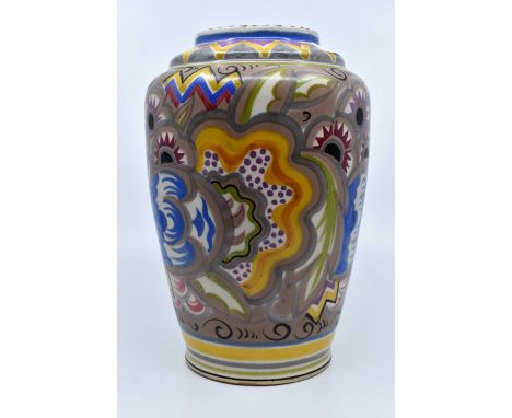 Poole Pottery baluster vase, richly decorated with traditional floral design, marked to base, shape 966Condition: No obvious 