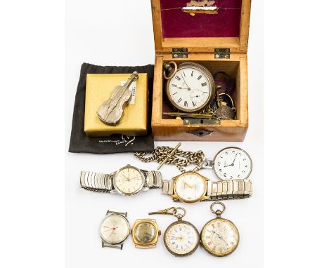 A collection of watches and pocket watches to include a 1930's gents Alpina 14ct gold watch no strap, total gross weight appr