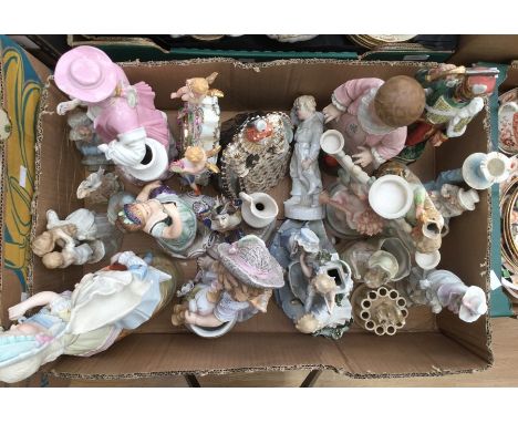 A collection of assorted ceramic figures, some bisque porcelain, including 19th Century figures, various factories, some AF (