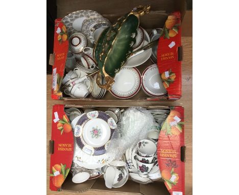 A collection of tea and dinner wares including Myott, Worcester etc