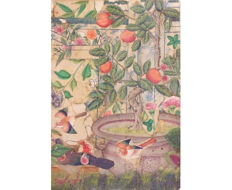 Four samples of 19th century ceiling and wall paper to comprise: a Lincrusta panel, heavily embossed; two hand painted sample