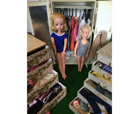 Sindy Doll, 1960's, blonde hair, Hing Kong, along with Patch, made in England, along with wardrobe and assorted clothes for b