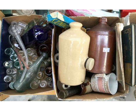 Collection of 19th and 20th Century glass bottles, stoneware bottles and glass pipe