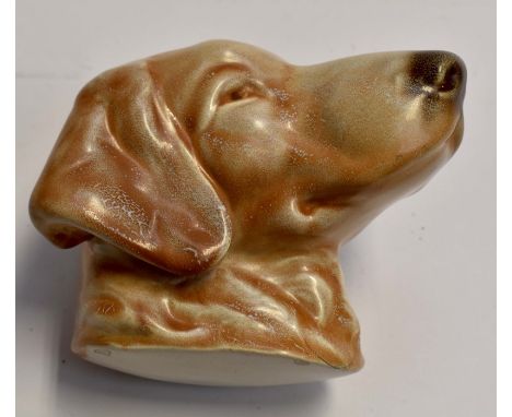 Poole Pottery wall hanging, dogs head modelled as a Labrador, designed and modelled by John Adams and Harry Brown, marked to 