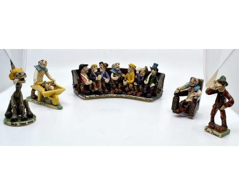 A collection of Widecombe pottery, by Will Young (5)Condition: Pipe broken, repaired but piece missing from Uncle Tom Cobley 