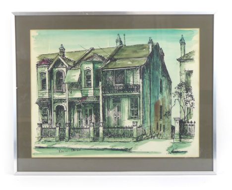 After (?)Keagan (Australian),'West Street, Paddington'.signed, inscribed and dated '69,coloured reproduction,34 x 51.5 cm, to