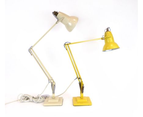Two Herbert Terry 'Anglepoise' adjustable desk lamps in cream and yellow CONDITION REPORT: Working order not guaranteed altho