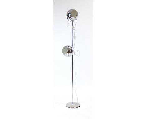 Goffredo Reggiani for Reggiani, a 1960's Italian standard lamp with two spherical adjustable spots on a straight shaft and ma