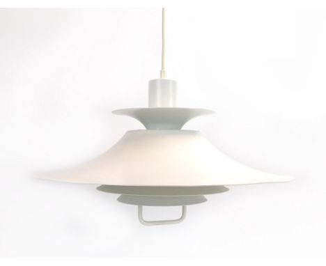 A 1970's white enamelled four-tier ceiling light in the manner of Louis Poulsen CONDITION REPORT: Working order unknown, some