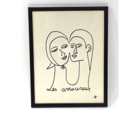 French School,'Les Amoureux',lithographic print,31 x 23 cm CONDITION REPORT: F/G. Dimensions for image only.