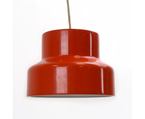 A 1960/70's orange enamelled pendant ceiling light CONDITION REPORT: Working order unknown. Some minor wear and losses to ena